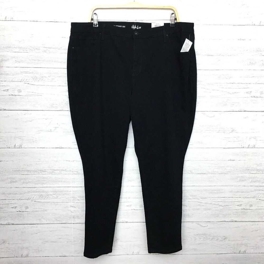 NEW Style & Co. Women's Black Jeans Curvy Skinny Mid Rise size 20W length 28"